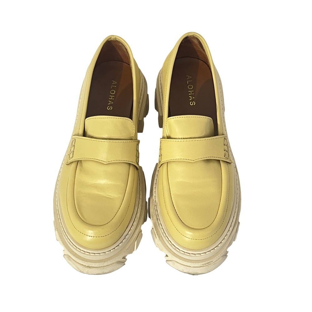 Alohas Trailblazer Leather Chunky Loafers in Mellow Yellow Size EU 39 US 8.5 - Picture 2 of 8